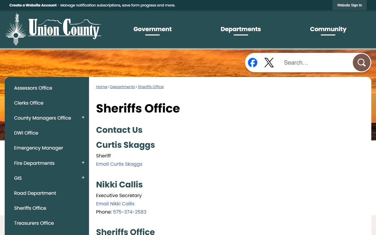Union County arrest records Sheriff's Office contact