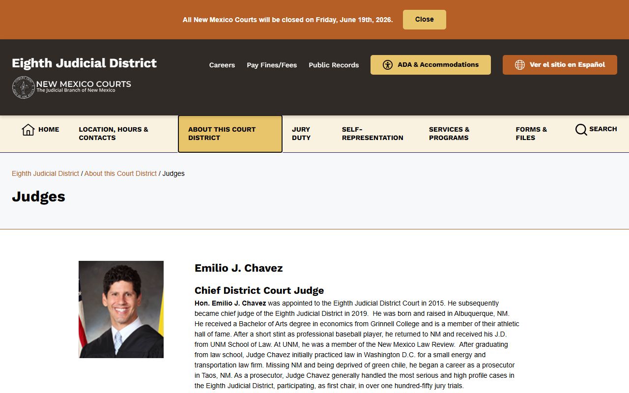 Union County court dockets Eighth Judicial District judges