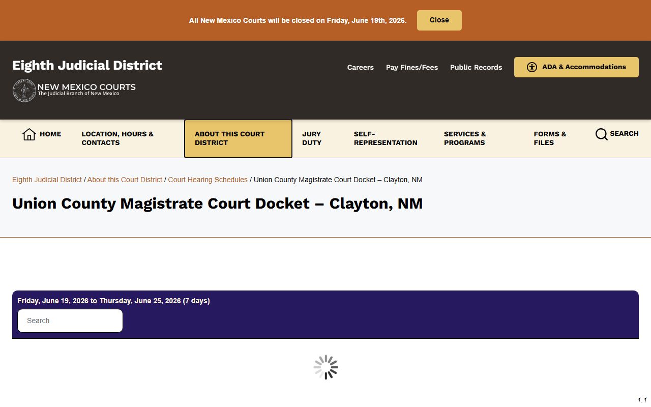 Union County court dockets Magistrate Court hearing schedule
