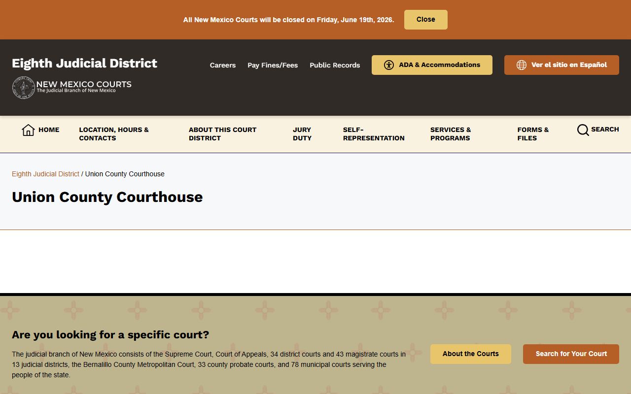 Union County court records courthouse page