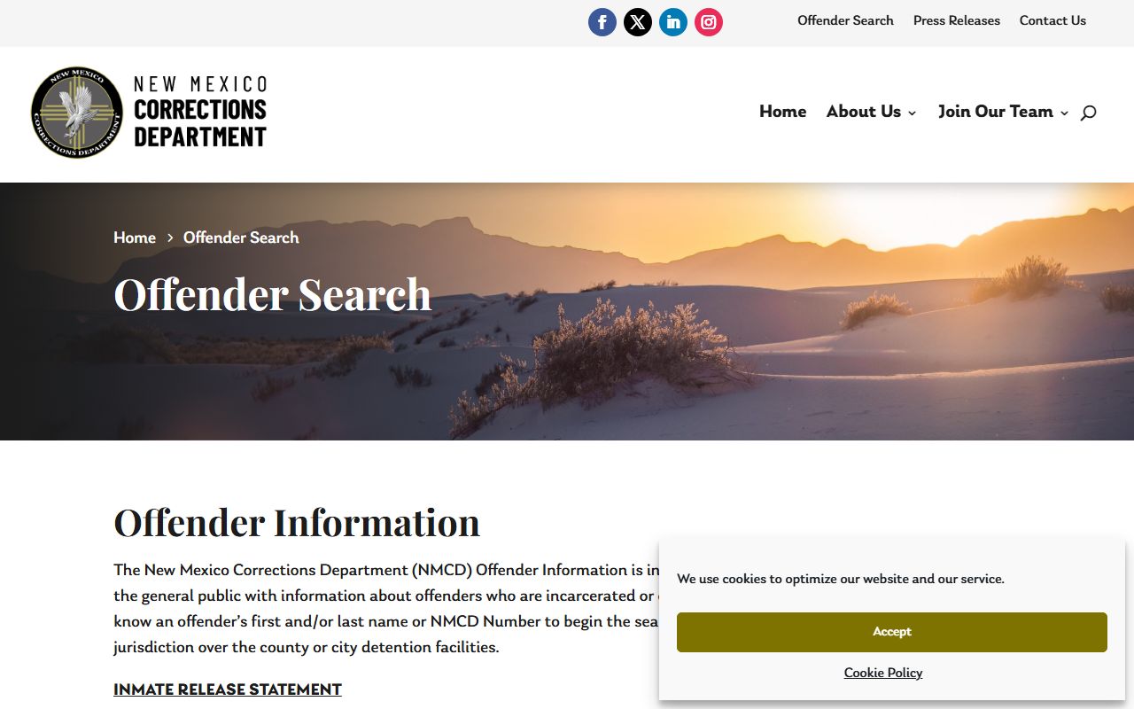 Union County inmate records New Mexico Corrections offender search