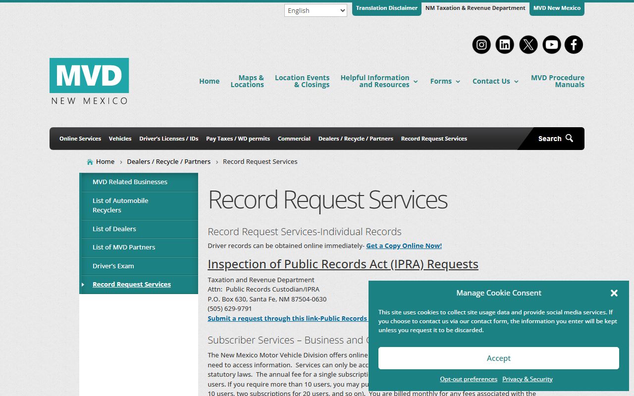 Union County traffic court records New Mexico MVD record request services